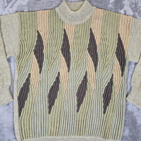 Vintage Hugo Design Geometric Wool Blend Knit Sweater Size Large - Picture 2 of 7